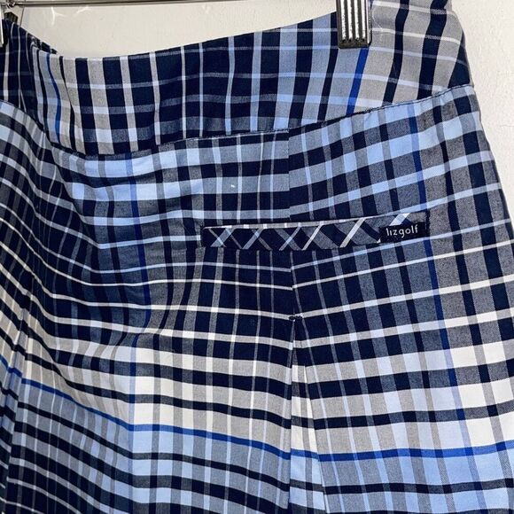 Liz Golf Skort front pockets and one back pocket side zip blue plaid Size 4 - Picture 2 of 8